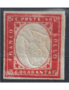 REGNO DI SARDEGNA 1861 Varietà 40c rosso, effigie capovolta MH* ©