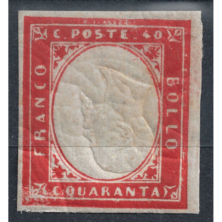 REGNO DI SARDEGNA 1861 Varietà 40c rosso, effigie capovolta MH* ©