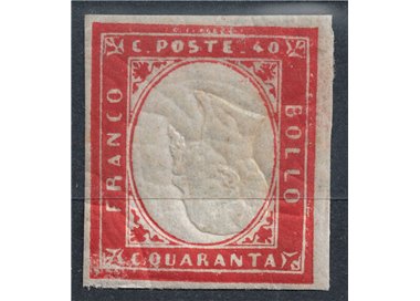 REGNO DI SARDEGNA 1861 Varietà 40c rosso, effigie capovolta MH* ©