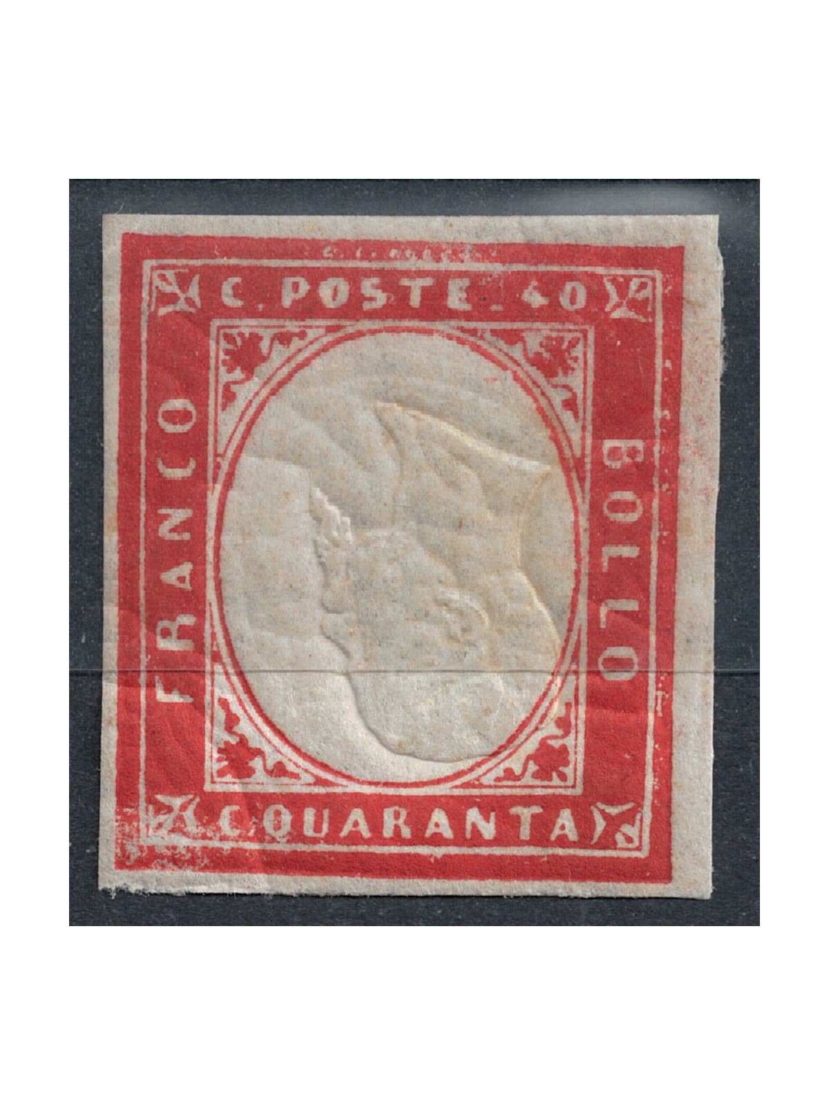 KINGDOM OF SARDINIA 1861 Variety 40c red, inverted effigy MH* ©