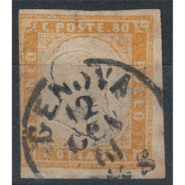 KINGDOM OF SARDINIA 1861 Effigy 80c yellow us ©