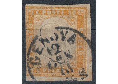 REGNO DI SARDEGNA 1861 Effigie 80c giallo us ©