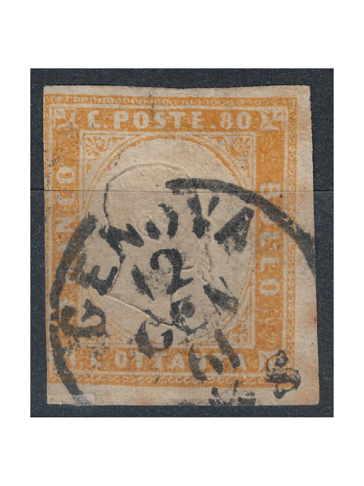 REGNO DI SARDEGNA 1861 Effigie 80c giallo us ©
