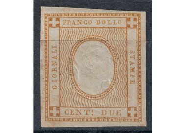 ITALIA REGNO 1862 Varietà 2c bistro con effigie al posto della cifra MNH** ©