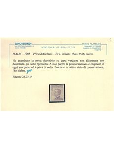 ITALIA REGNO 1908 Michetti, prova d'archivio del 50c violetto MNH** ©