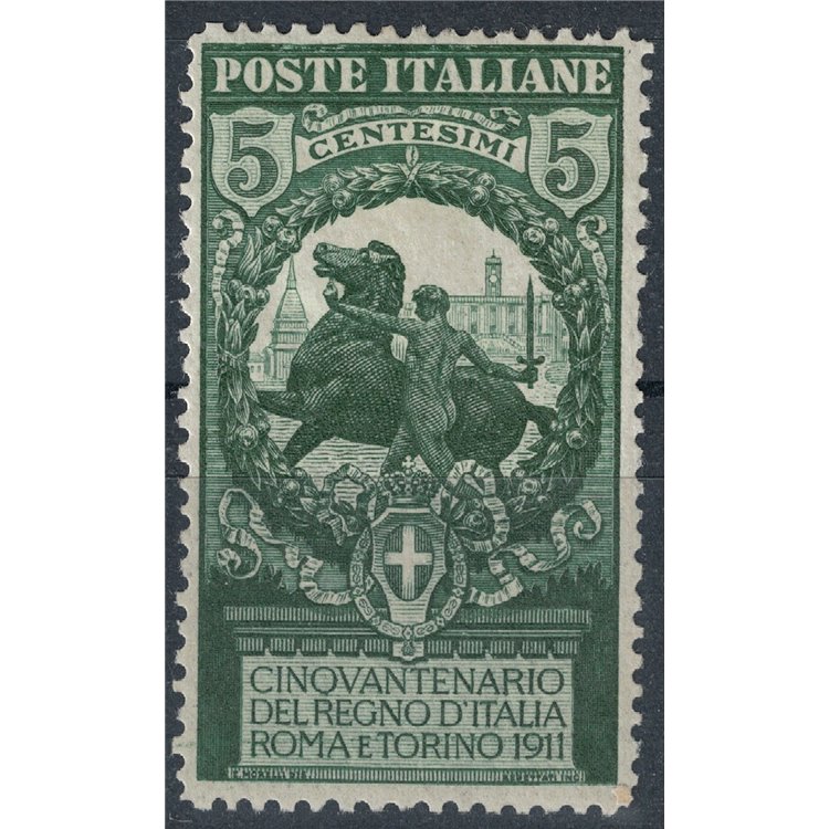 ITALY KINGDOM 1911 Variety 5c Unification of Italy perforated 13½ MH* ©