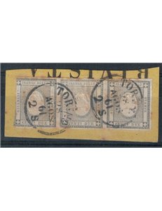 KINGDOM OF SARDINIA 1861 2c stamps for printed matter on fragment (strip of 3) ©