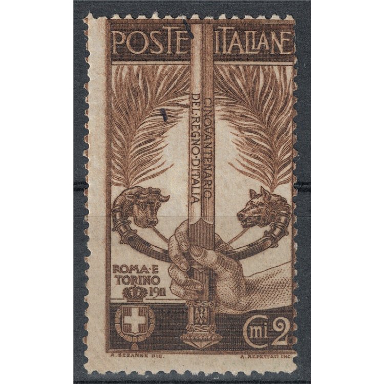ITALY KINGDOM 1911 Variety 2c Unification of Italy perforated 13½ MH*
