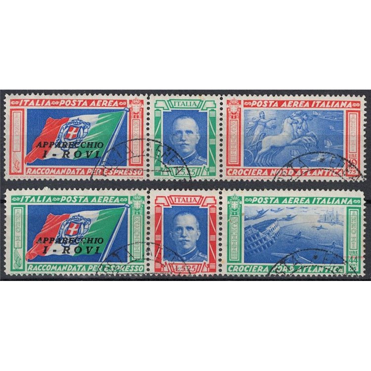 ITALIA REGNO 1933 Crociera Nord Atlantica ROVI 2 trittici us