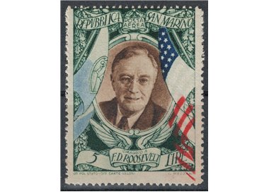 SAN MARINO 1947 Variety 5£ Roosevelt (airmail) MNH** ©