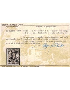 SAN MARINO 1947 Varietà 5₤ Roosevelt (posta aerea) MNH** ©