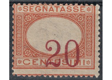 ITALIA REGNO 1890-94 Varietà Segnatasse 20c (cifra spostata) MH* ©