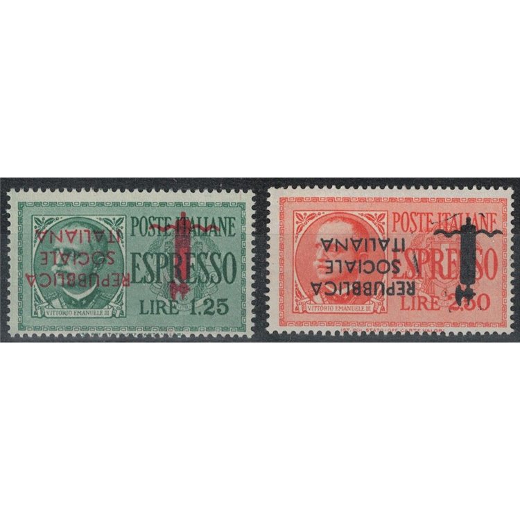 ITALIA RSI 1944 Varietà Espressi, fascetto con soprastampa capovolta 2v MNH**