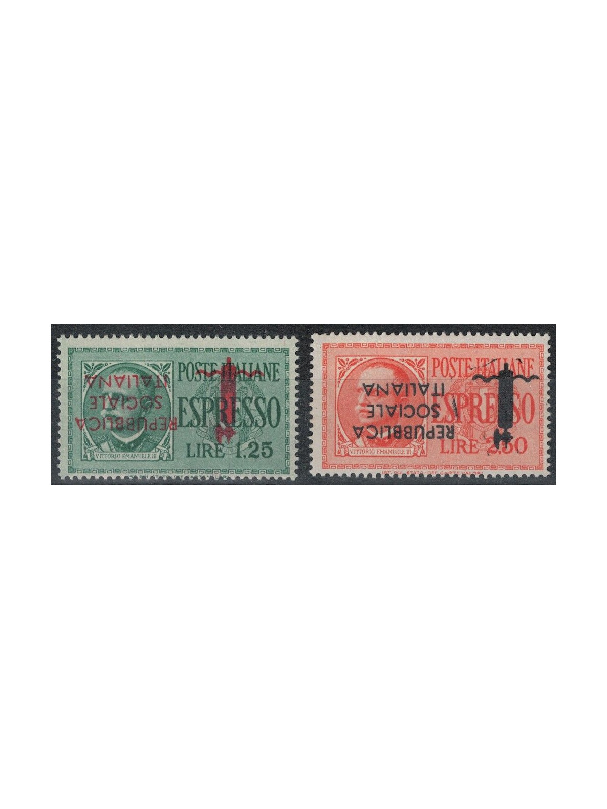 ITALIA RSI 1944 Varietà Espressi, fascetto con soprastampa capovolta 2v MNH**