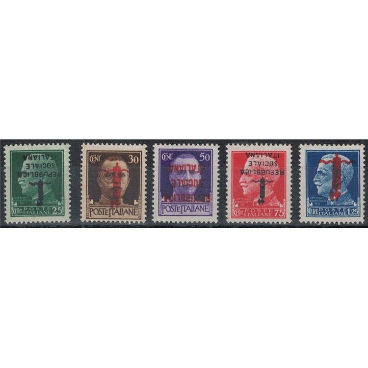 ITALIA RSI 1944 Varietà Imperiale (soprastampa capovolta) 5v MNH**