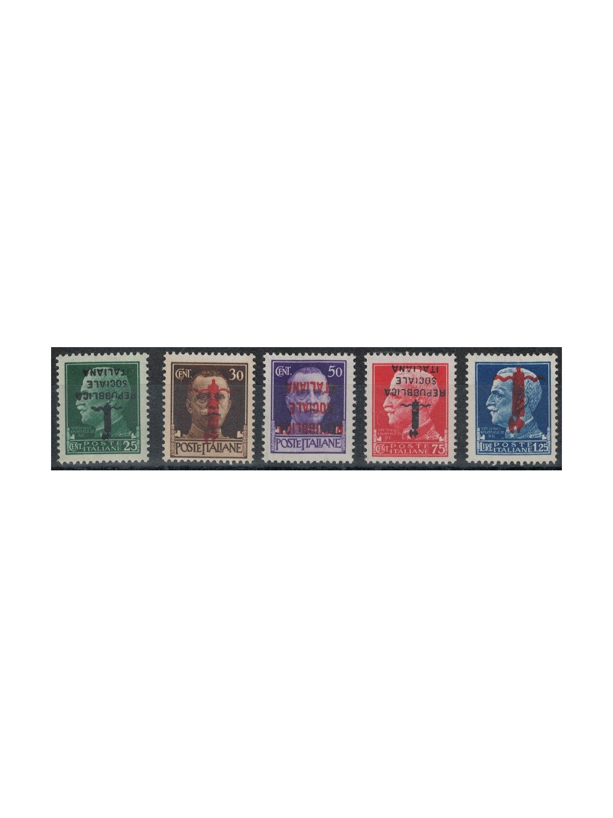 ITALIA RSI 1944 Varietà Imperiale (soprastampa capovolta) 5v MNH**