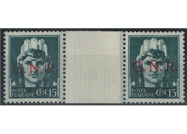 ITALIA RSI 1943 15c Imperiale GNR (Verona) coppia ponte con interspazio MNH**