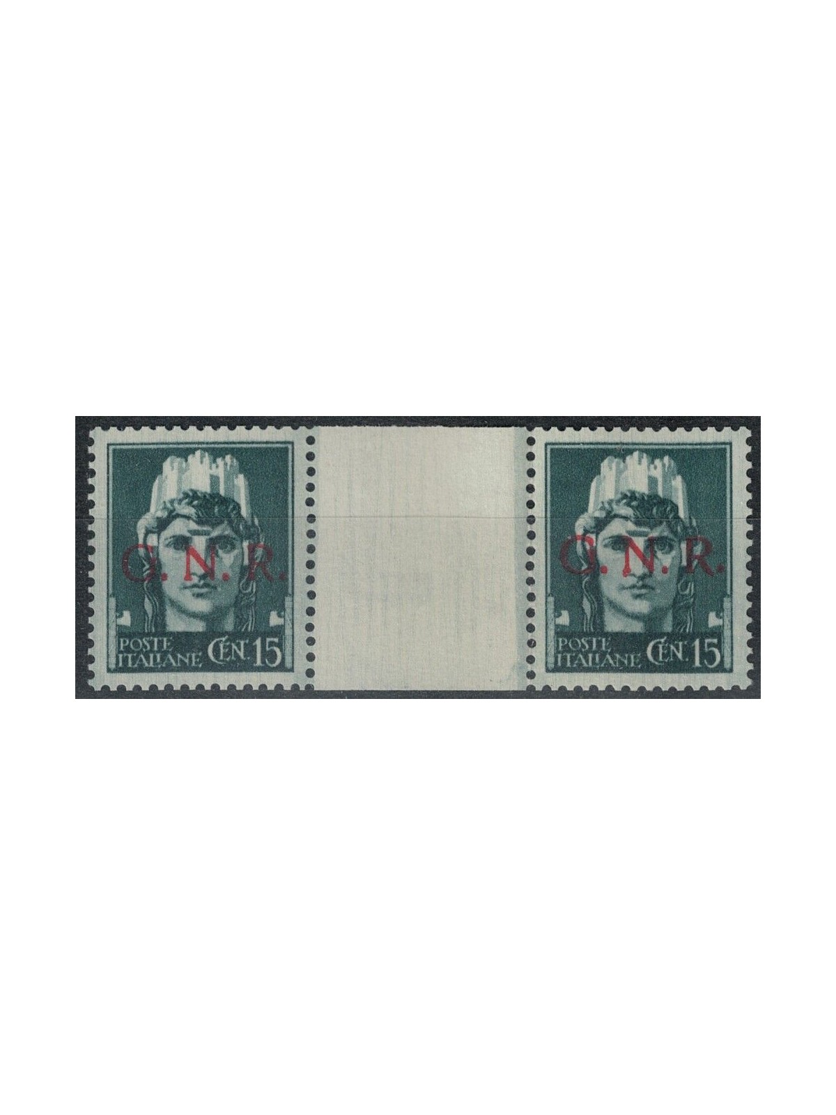 ITALIA RSI 1943 15c Imperiale GNR (Verona) coppia ponte con interspazio MNH**