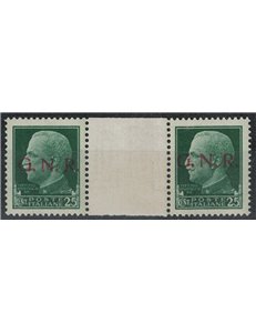 ITALY RSI 1943 25c Imperial GNR (Verona) bridge pair with interspace MNH**