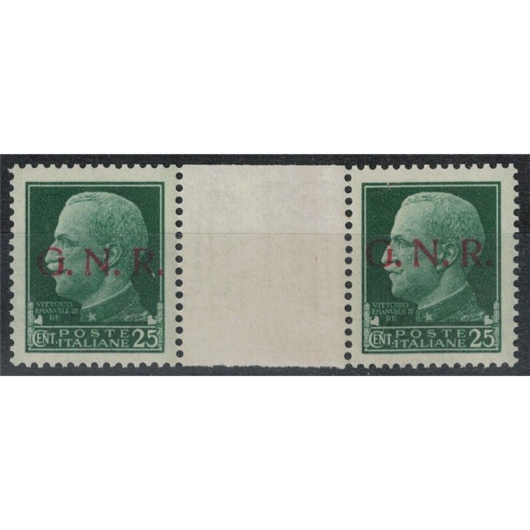 ITALY RSI 1943 25c Imperial GNR (Verona) bridge pair with interspace MNH**