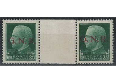 ITALIA RSI 1943 25c Imperiale GNR (Verona) coppia ponte con interspazio MNH**