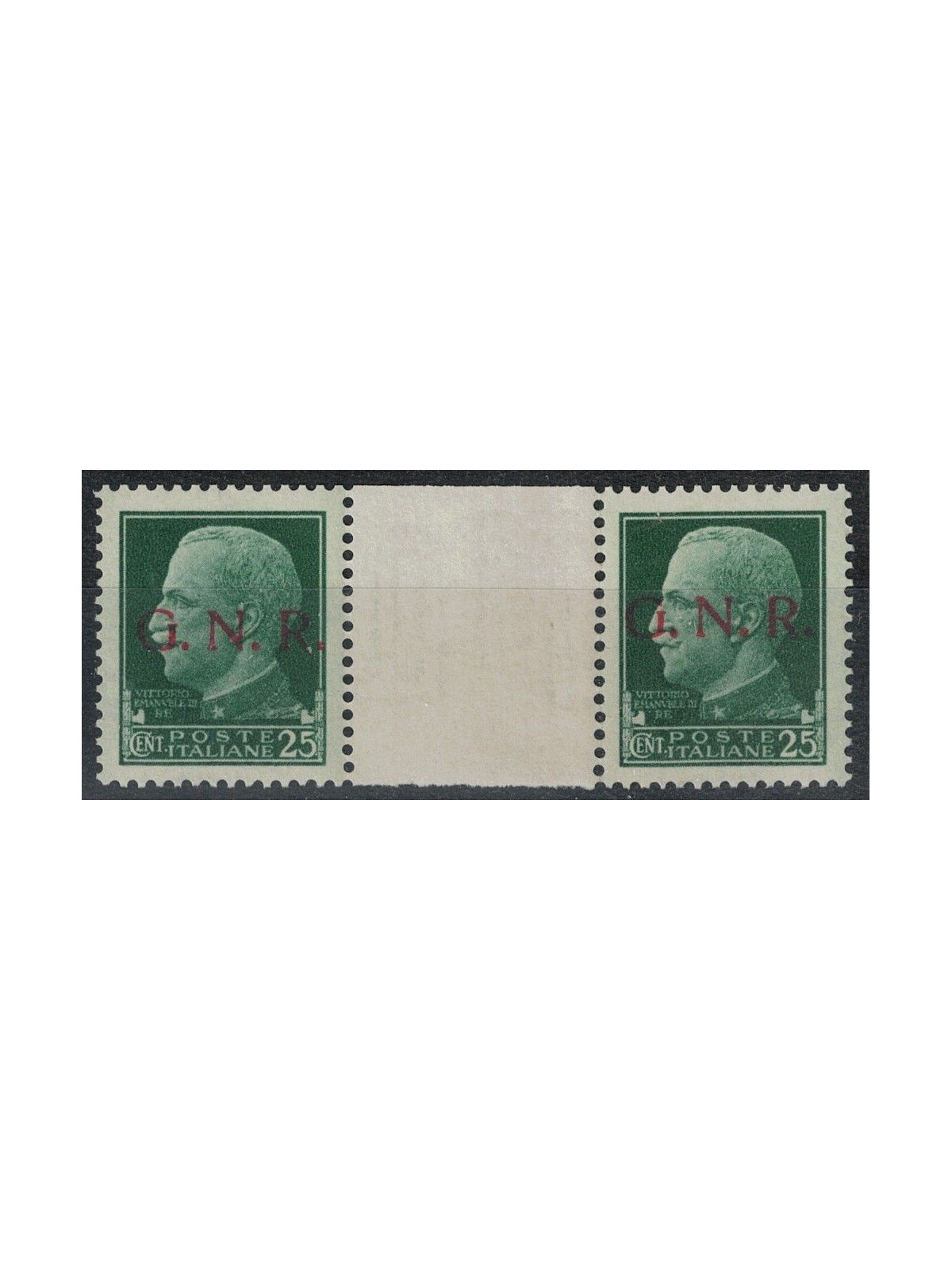 ITALIA RSI 1943 25c Imperiale GNR (Verona) coppia ponte con interspazio MNH**