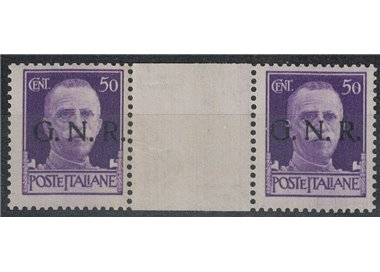 ITALY RSI 1943 50c Imperial GNR (Verona) bridge pair with interspace MNH**