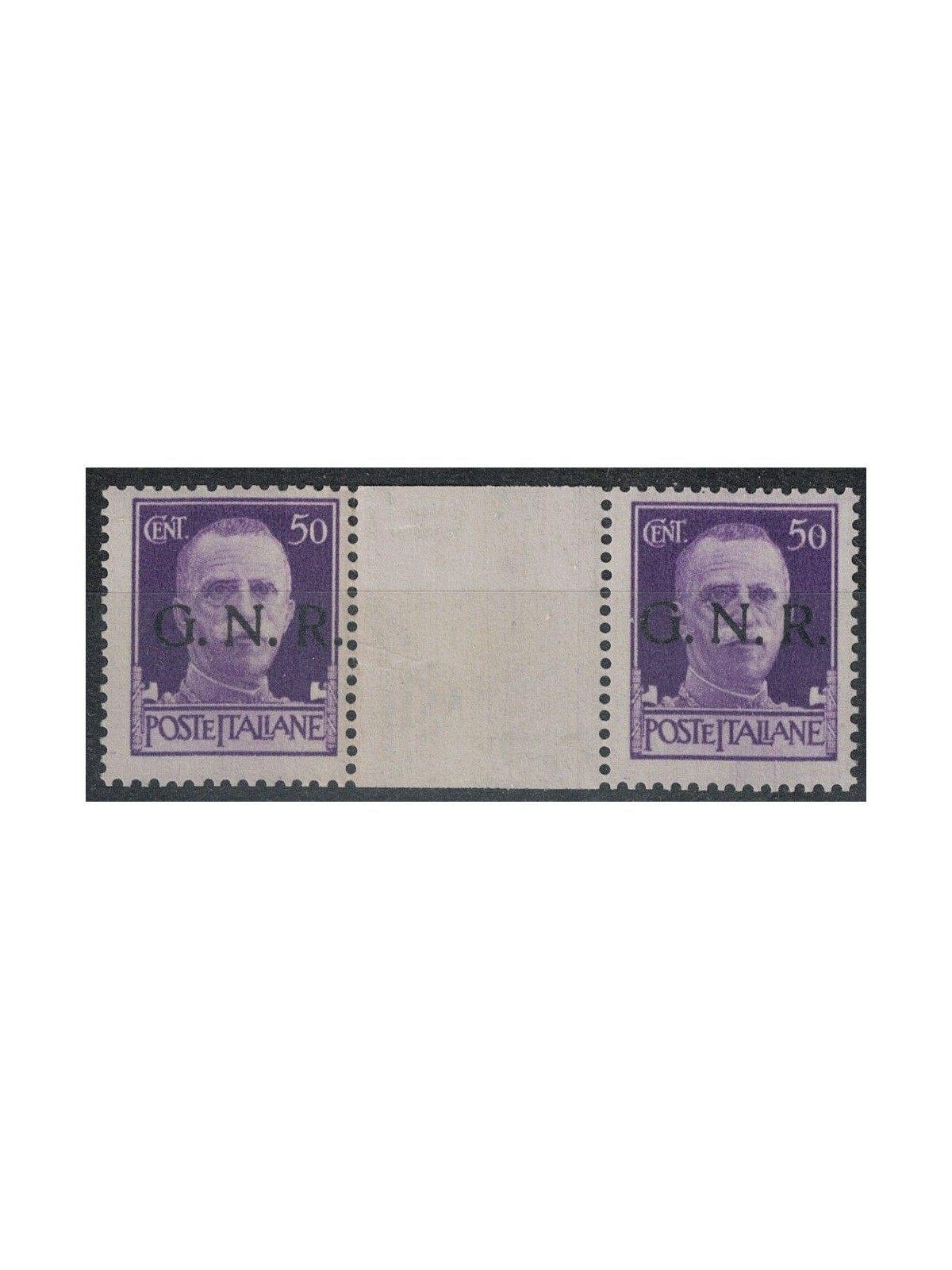 ITALIA RSI 1943 50c Imperiale GNR (Verona) coppia ponte con interspazio MNH**