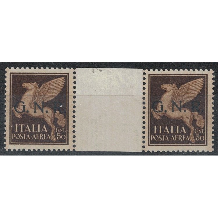 ITALIA RSI 1943 50c PA Imperiale GNR (Verona) coppia ponte con interspazio MNH**
