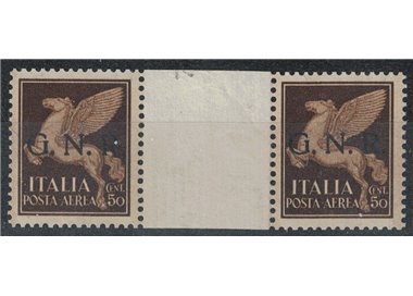 ITALY RSI 1943 50c PA Imperiale GNR (Verona) bridge pair with interspace MNH**