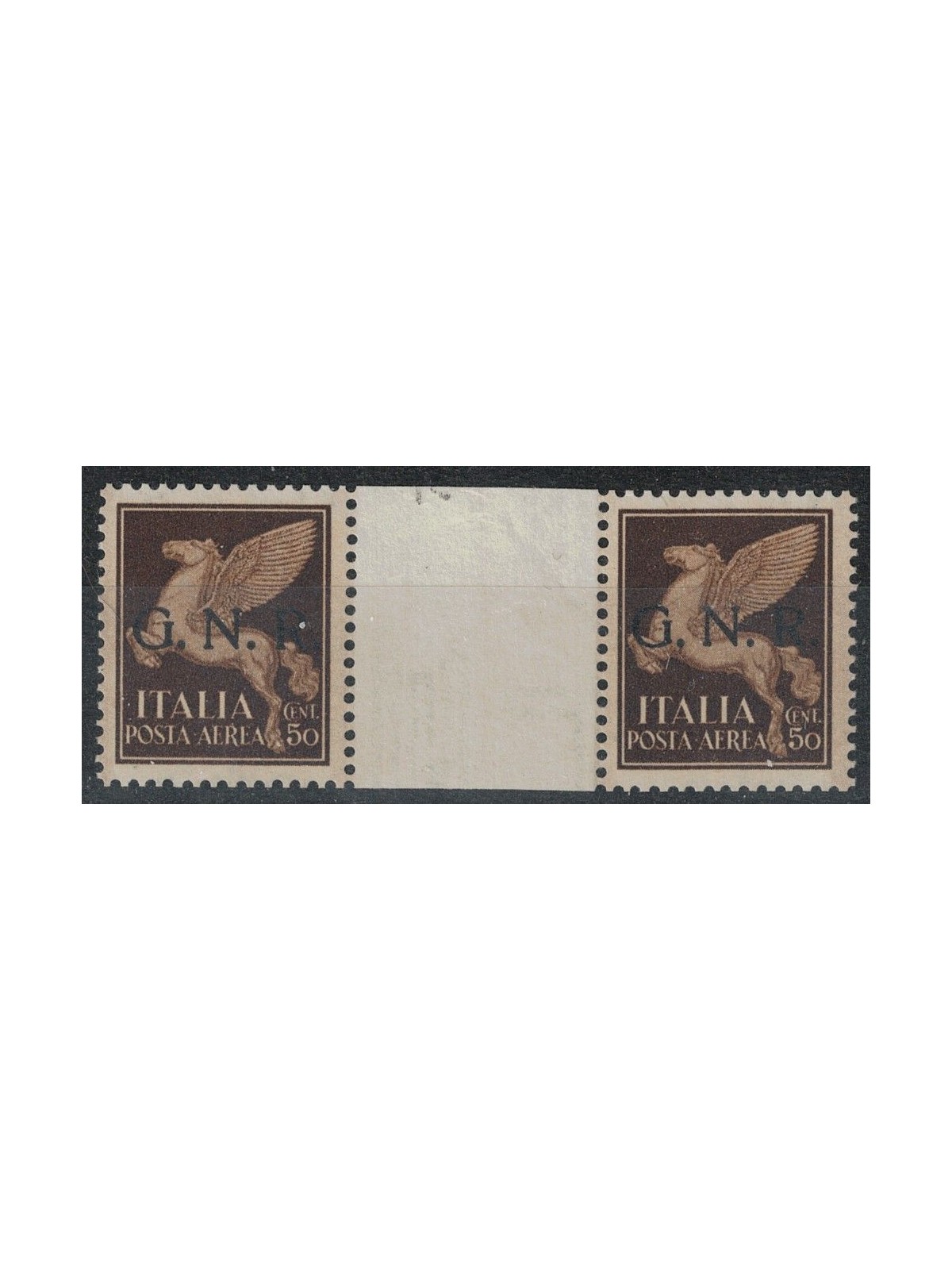 ITALIA RSI 1943 50c PA Imperiale GNR (Verona) coppia ponte con interspazio MNH**