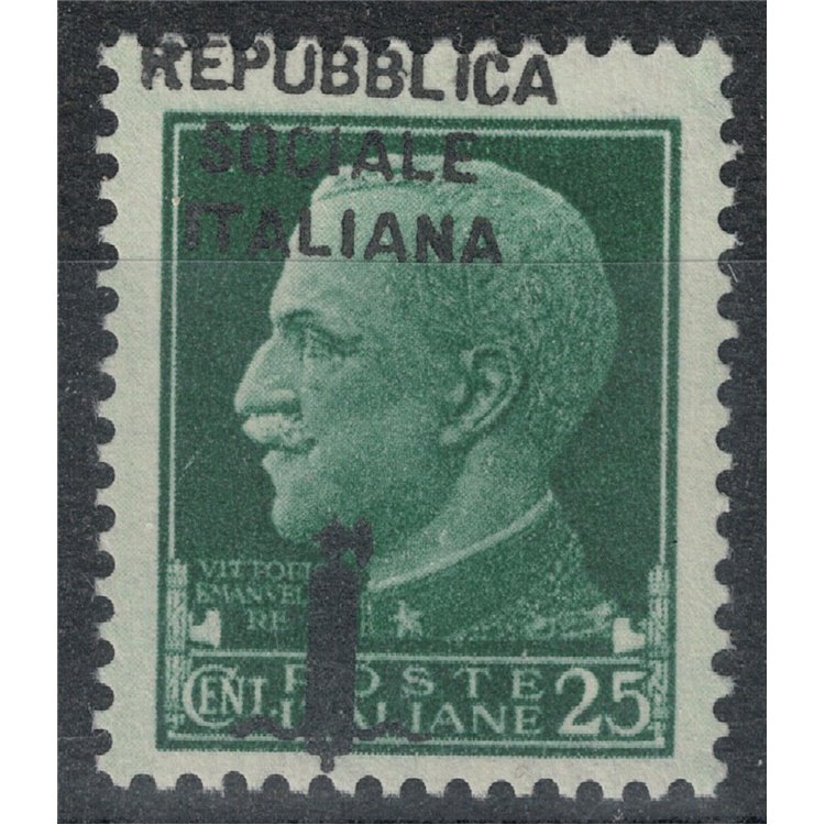 ITALY RSI 1944 Variety 25c Imperial (overlay fort moved) MNH**