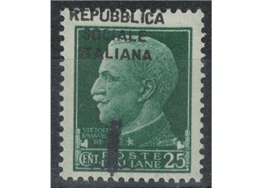 ITALIA RSI 1944 Varietà 25c Imperiale (soprast. fort. spostata) MNH**