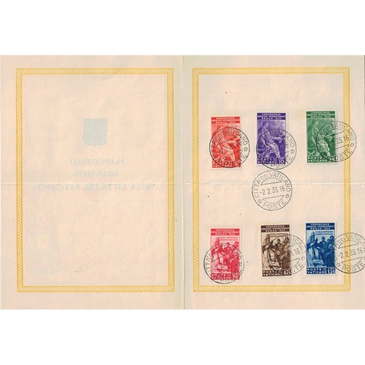 VATICAN 1935 International Juridical Congress on official folder 6v us