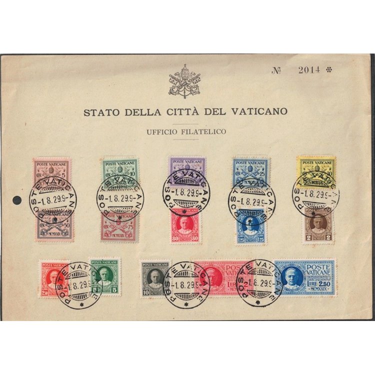 VATICANO 1929 Conciliazione con annullo 1° giorno 15v us