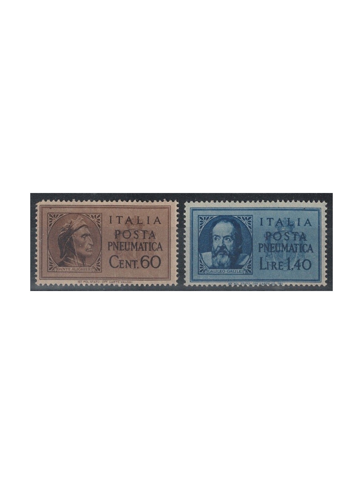 ITALY LIEUTENANCY 1945 Dante and Galileo, pneumatic post 2v MH*