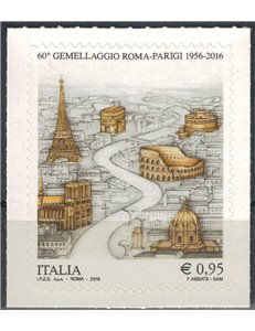 ITALY 2016 Rome-Paris Twinning MNH**