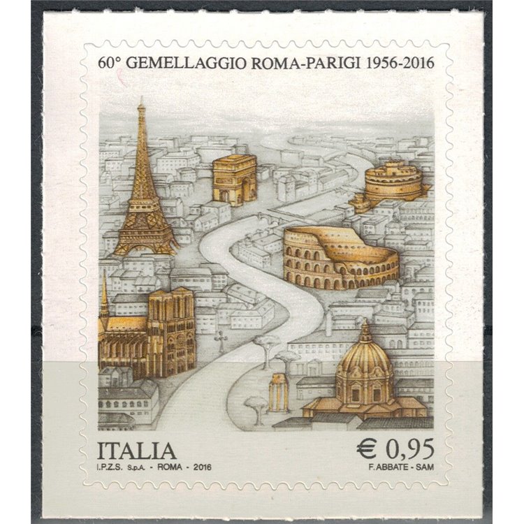 ITALY 2016 Rome-Paris Twinning MNH**