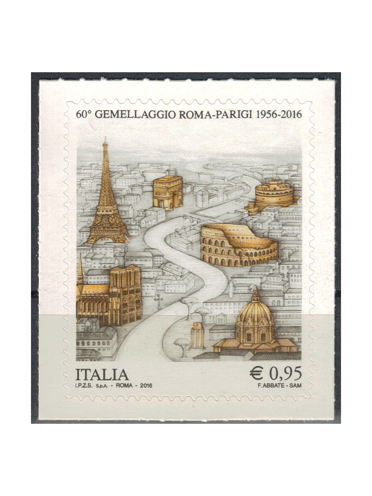 ITALIA 2016 Gemellaggio Roma-Parigi MNH**
