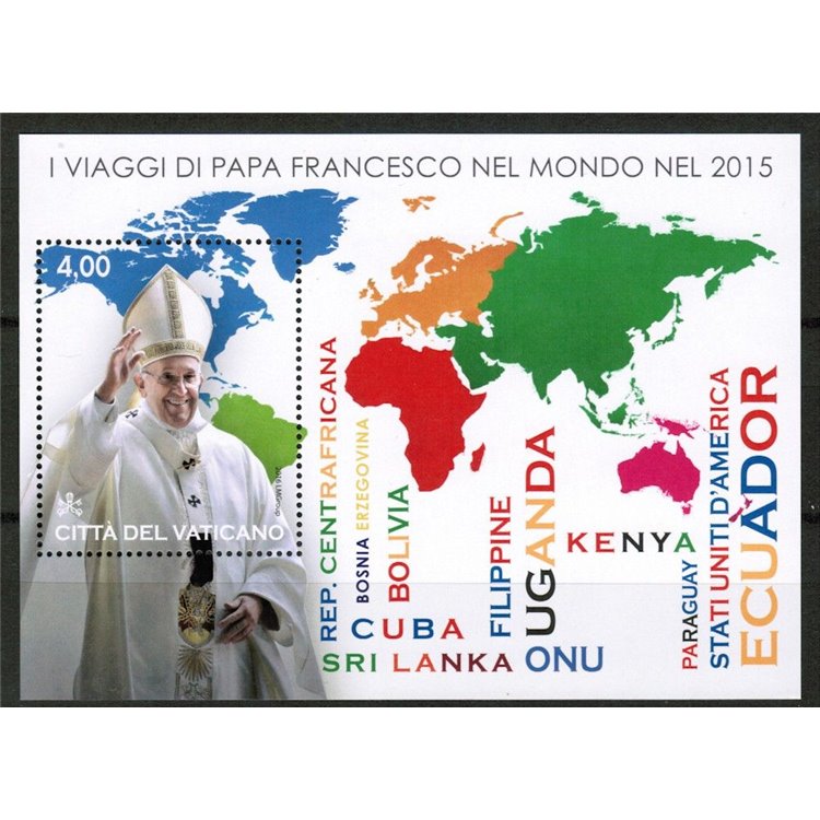 VATICANO 2016 Viaggi del Papa BF MNH**