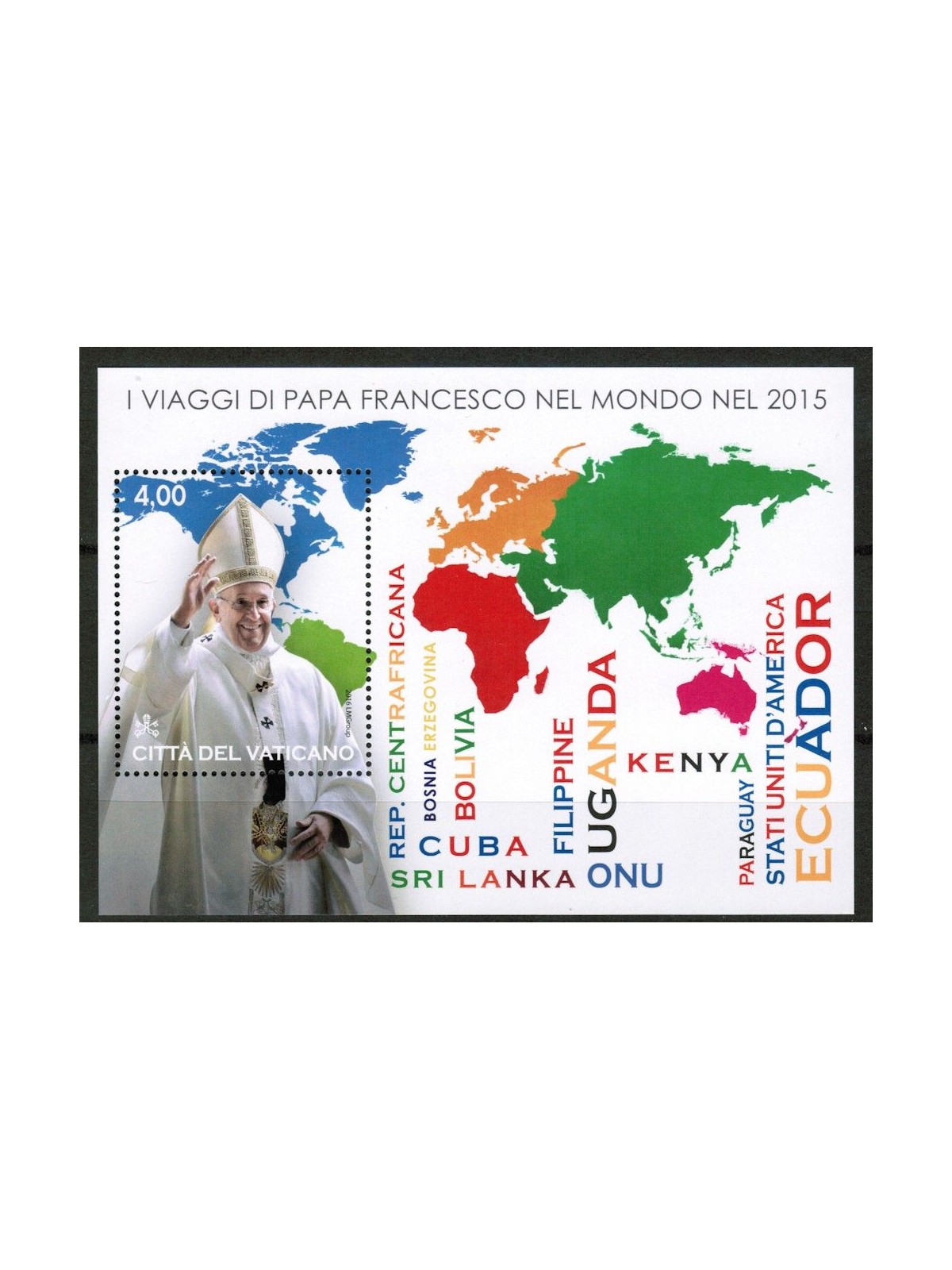 VATICANO 2016 Viaggi del Papa BF MNH**