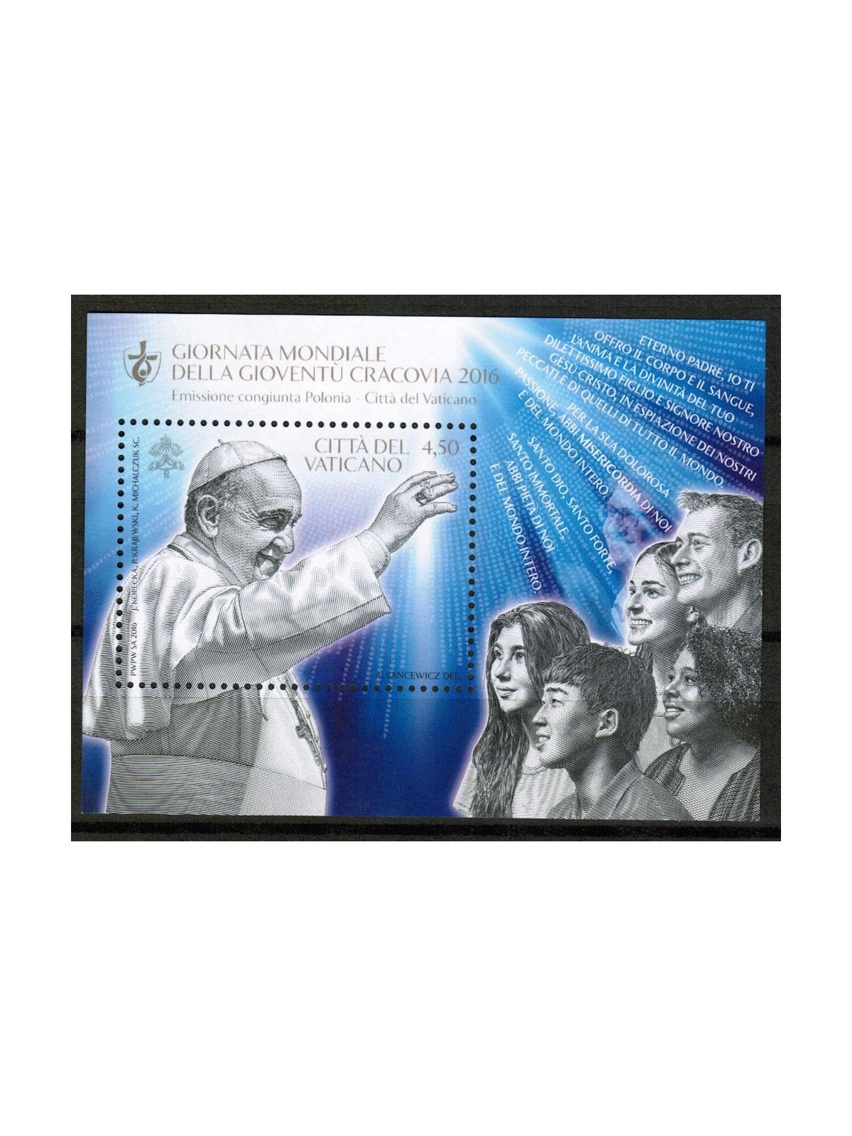 VATICANO 2016 Giornata mondiale della gioventù BF MNH**
