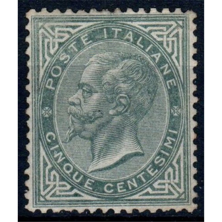 ITALY KINGDOM 1865 De La Rue 5c green grey (Turin) MH*