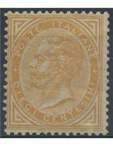ITALIA REGNO 1865 De La Rue 10c ocra (Torino) MH*