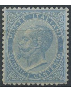 ITALIA REGNO 1863 De La Rue 15c celeste (Londra) MH*
