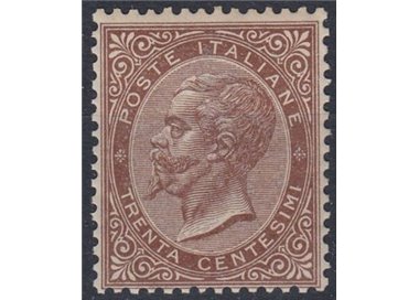 ITALIA REGNO 1863 De La Rue 30c bruno (Londra) MH*