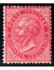 ITALIA REGNO 1865 De La Rue 40c rosa (Torino) MH*