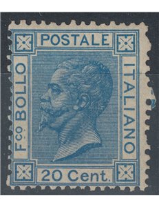 ITALY KINGDOM 1867 20c blue (Turin) MH*