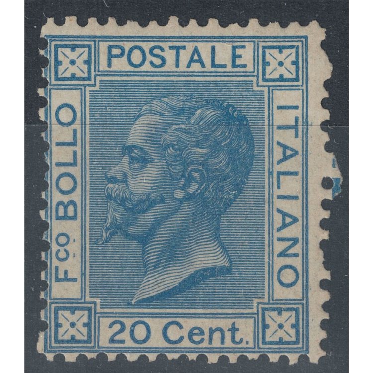 ITALY KINGDOM 1867 20c blue (Turin) MH*