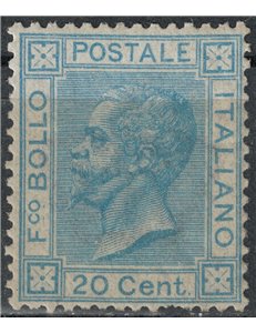 ITALIA REGNO 1867 20c azzurro (Londra) MH*